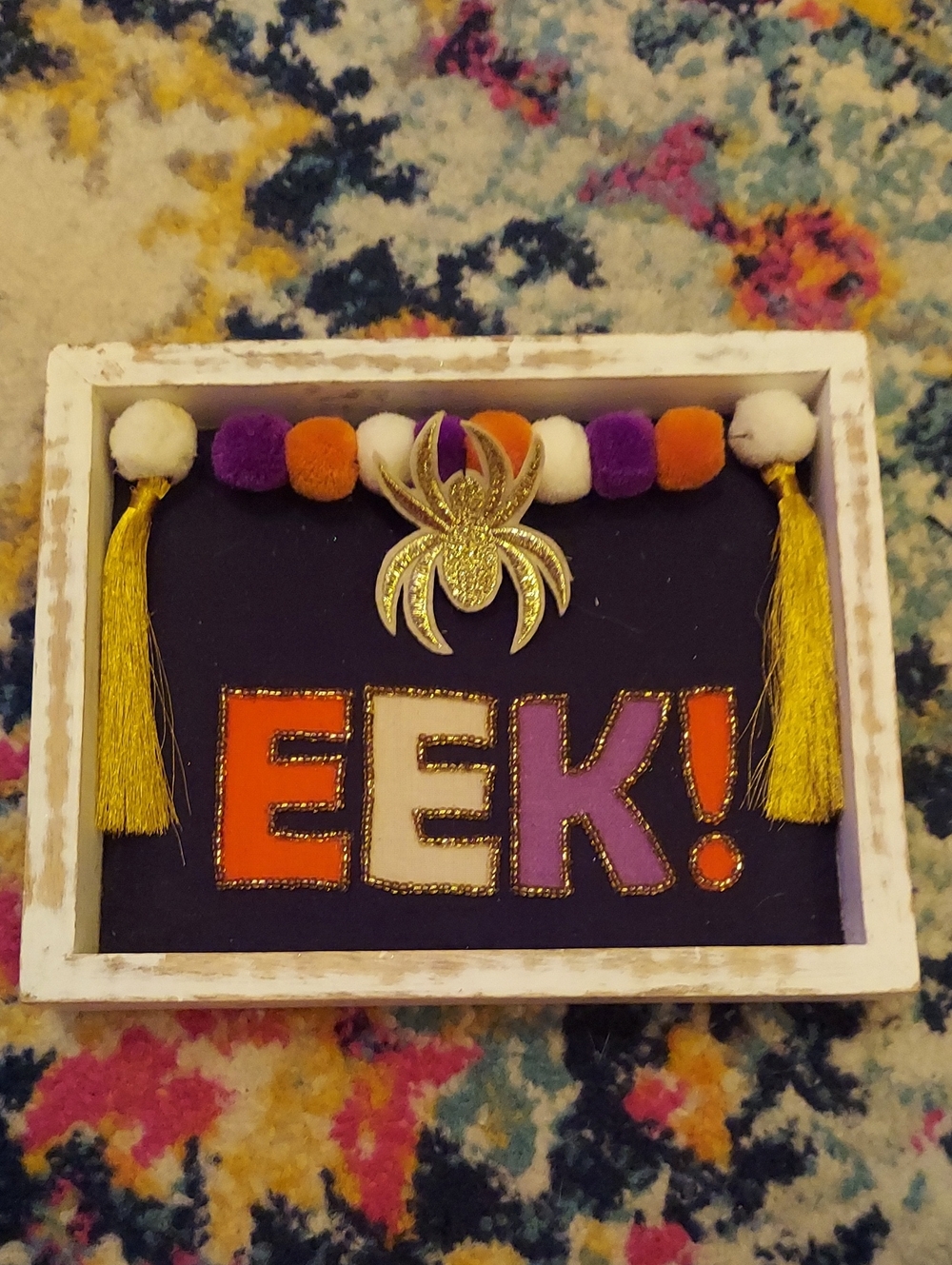 EEK! Halloween Wall Decor Sign in Purple, Orange, Gold